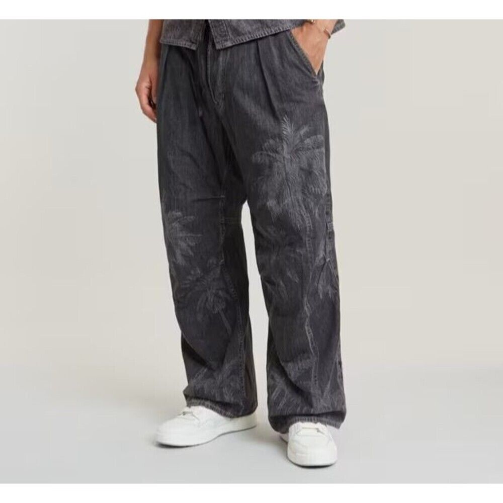 G-STAR RAW Jeans Mens 34x32 Gray Wash Pleated Baggy Relaxed Pant $190